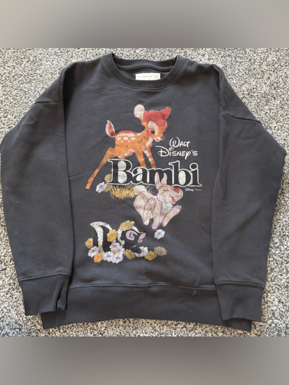 abercrombie kids Black Sweatshirt with Bambi Graphic